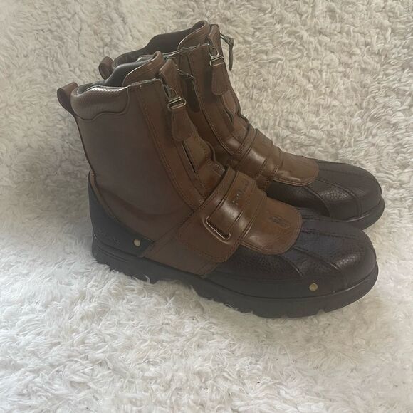 Polo Ralph Lauren Men\'s Darrance Ankle Boot, Tan/ Black SZ13D main image 5